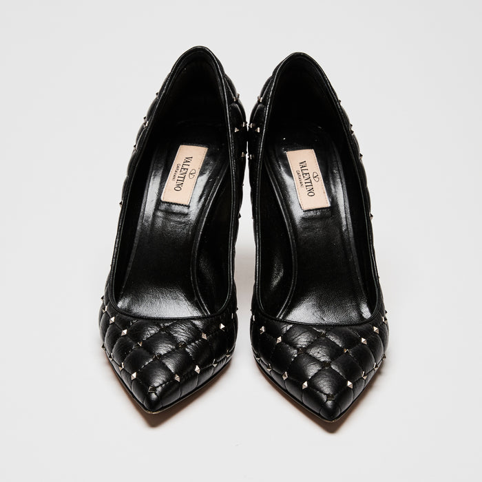 Valentino Black Quilted Leather Rockstud Pumps Size 39