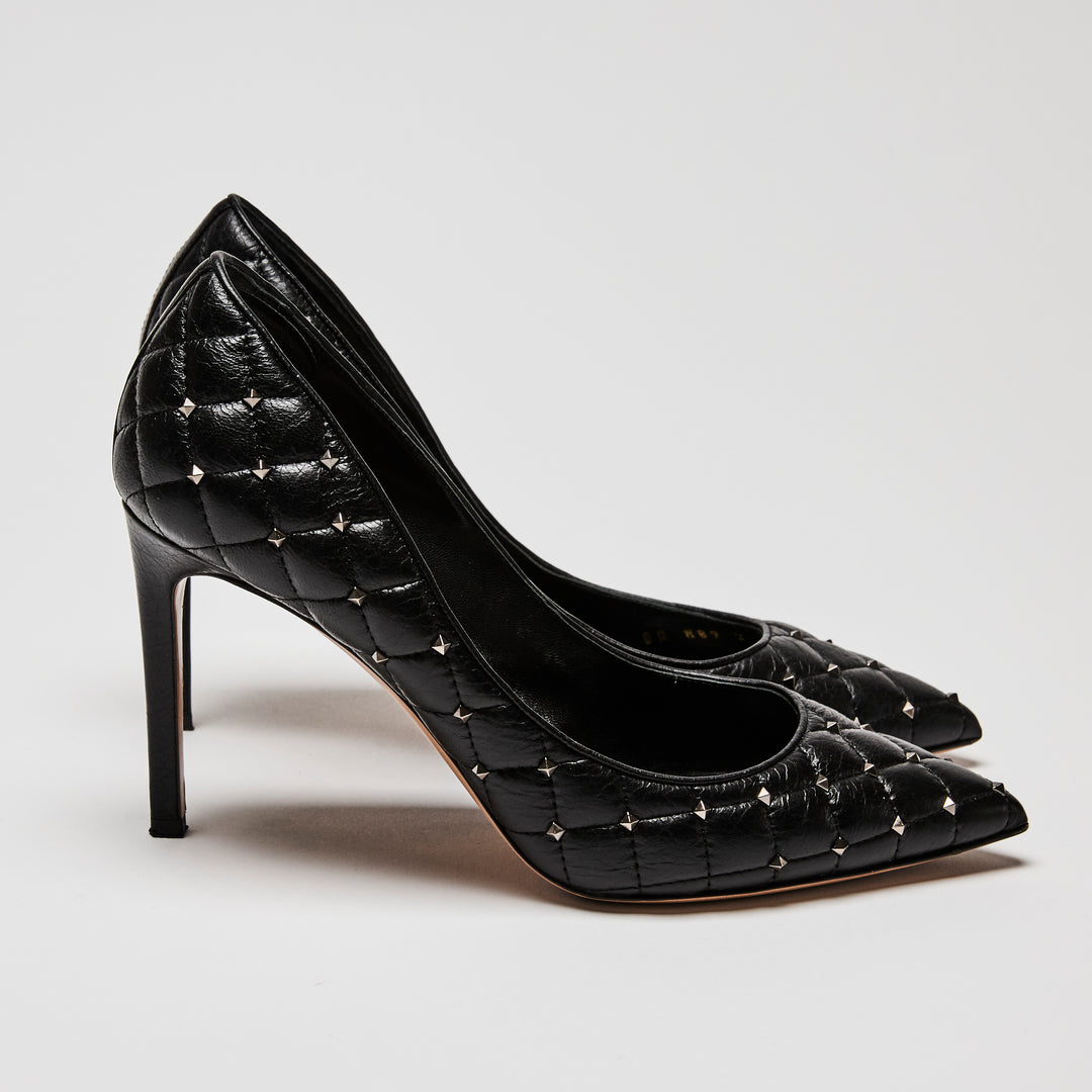 Valentino Black Quilted Leather Rockstud Pumps Size 39