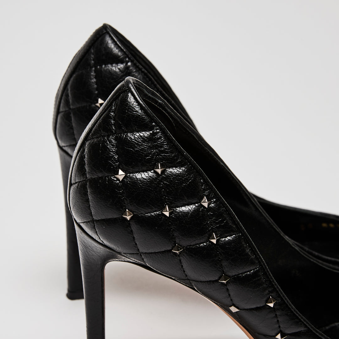 Valentino Black Quilted Leather Rockstud Pumps Size 39
