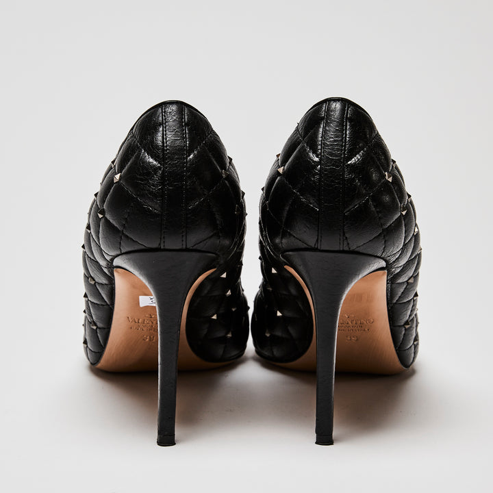 Valentino Black Quilted Leather Rockstud Pumps Size 39