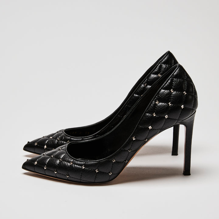 Valentino Black Quilted Leather Rockstud Pumps Size 39
