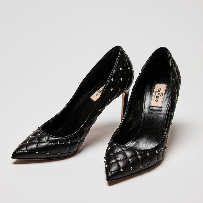 Valentino Black Quilted Leather Rockstud Pumps Size 39