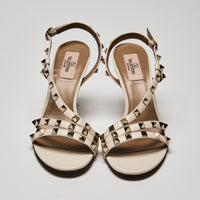 Valentino White Leather Rockstud Sandals Size 39