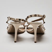 Valentino White Leather Rockstud Sandals Size 39