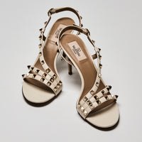 Valentino White Leather Rockstud Sandals Size 39