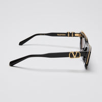 Valentino Black V-Gold Cut Cat Eye Sunglasses