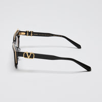 Valentino Black V-Gold Cut Cat Eye Sunglasses