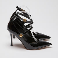 Valentino Black Patent Leather Rockstud Ankle Strap Pumps Size 38.5