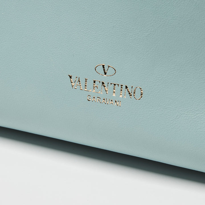 Valentino Light Blue Calf Leather Medium Rockstud Tote Bag