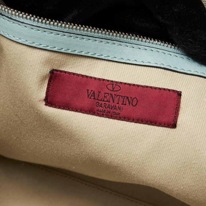 Valentino Light Blue Calf Leather Medium Rockstud Tote Bag