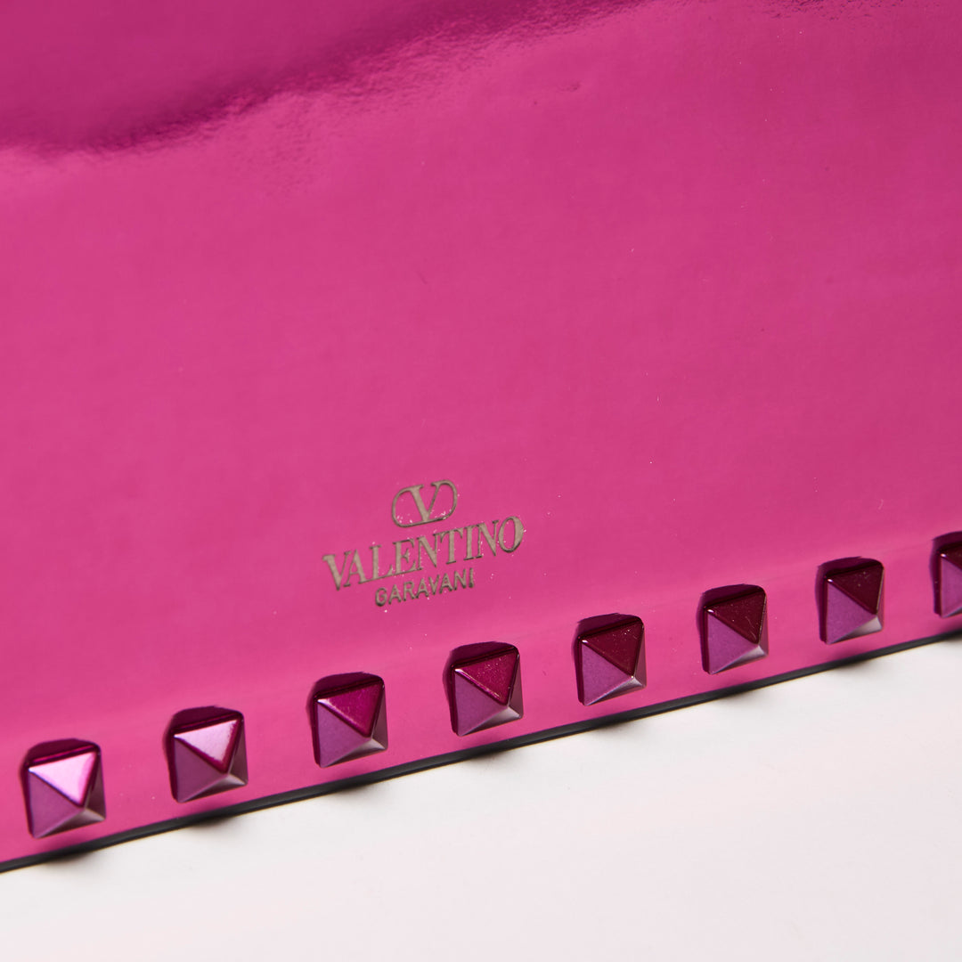 Valentino Metallic Pink Patent Leather Small Rockstud Shoulder Bag