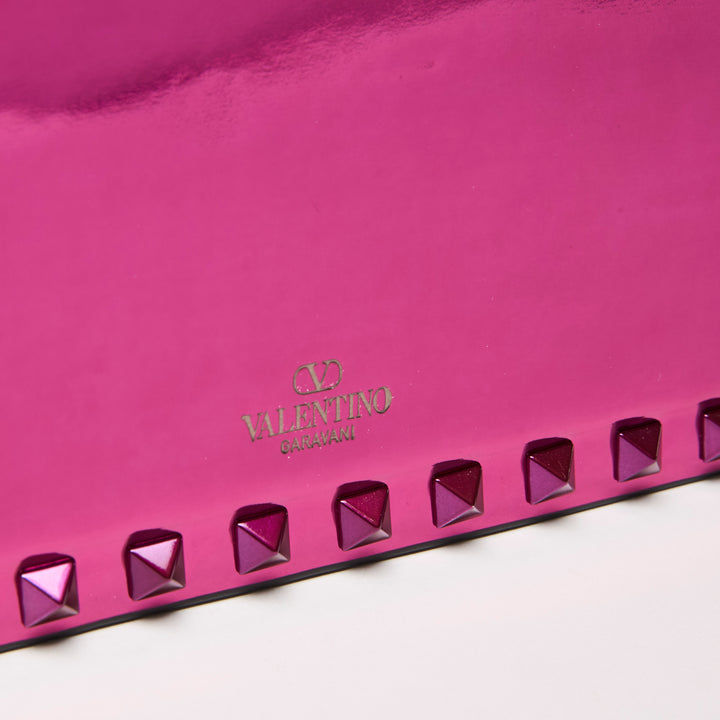 Valentino Metallic Pink Patent Leather Small Rockstud Shoulder Bag