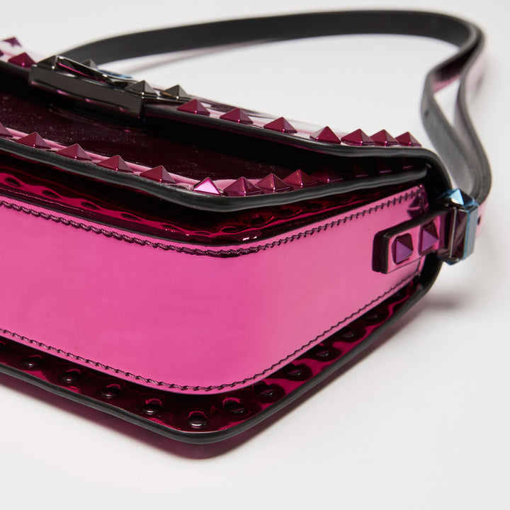 Valentino Metallic Pink Patent Leather Small Rockstud Shoulder Bag