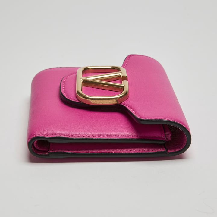 Valentino Pink Calfskin Leather Loco Bifold Wallet