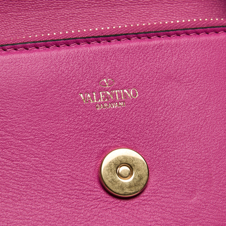 Valentino Pink Calfskin Leather Loco Bifold Wallet