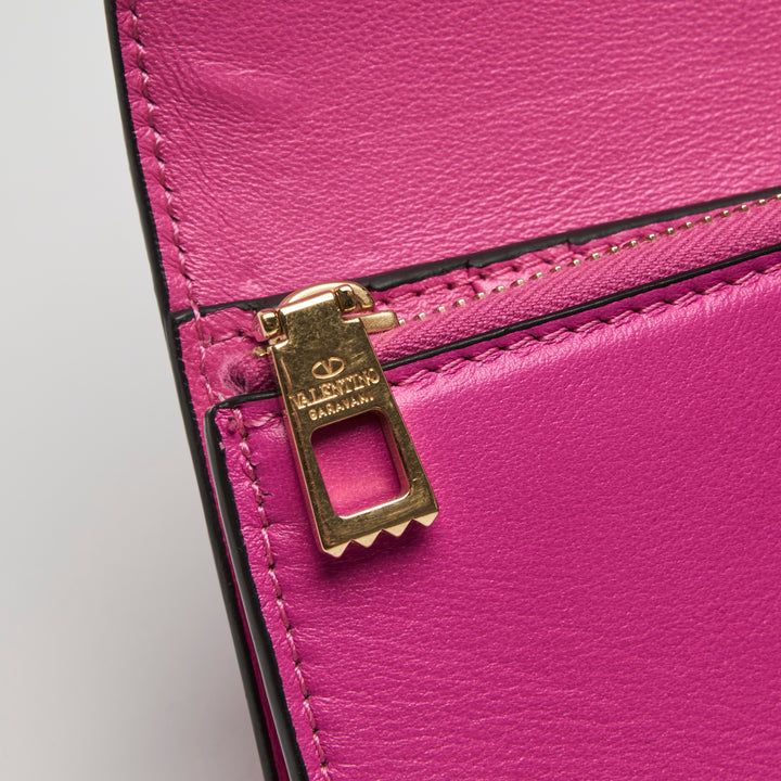Valentino Pink Calfskin Leather Loco Bifold Wallet