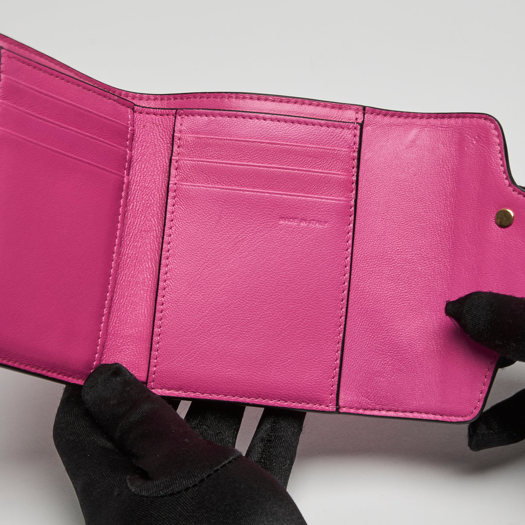 Valentino Pink Calfskin Leather Loco Bifold Wallet