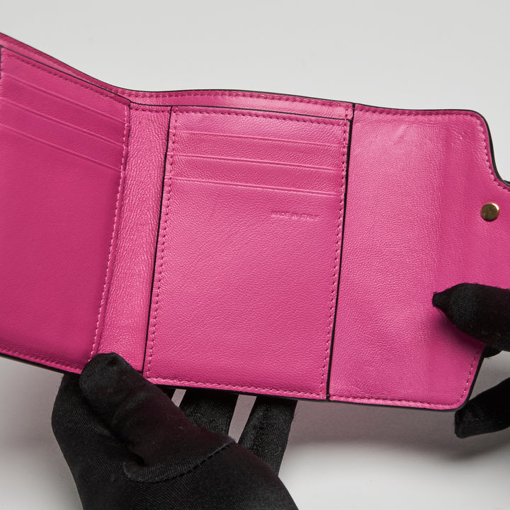 Valentino Pink Calfskin Leather Loco Bifold Wallet