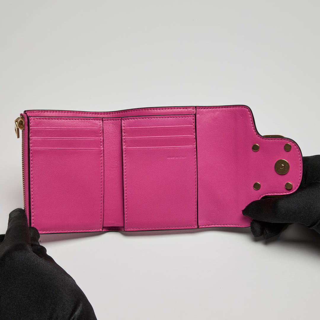 Valentino Pink Calfskin Leather Loco Bifold Wallet
