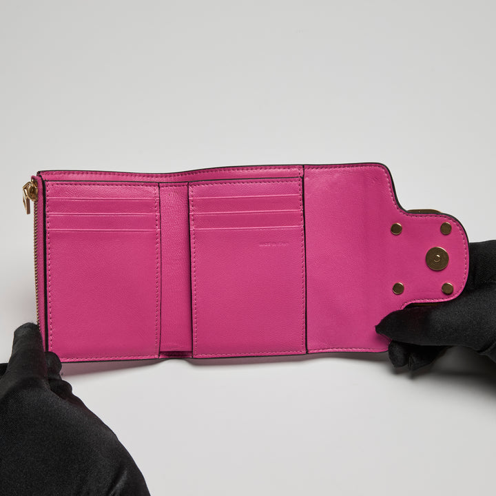 Valentino Pink Calfskin Leather Loco Bifold Wallet