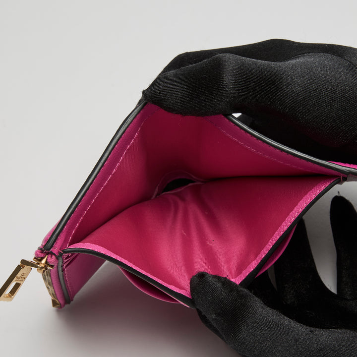 Valentino Pink Calfskin Leather Loco Bifold Wallet