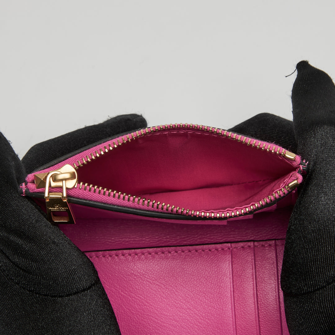 Valentino Pink Calfskin Leather Loco Bifold Wallet