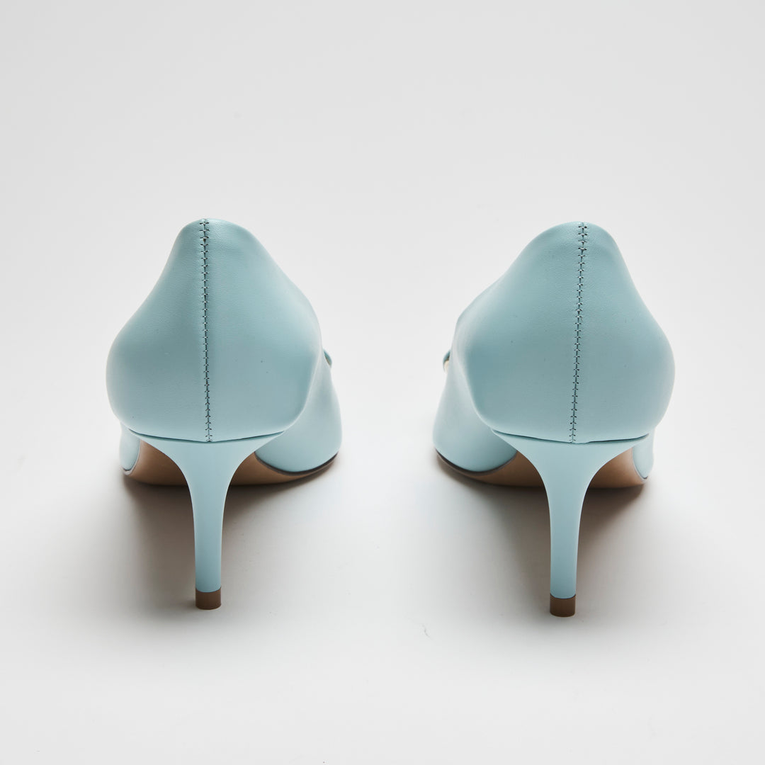 Valentino Sky Blue Calf Leather VLogo Pumps Size 38.5