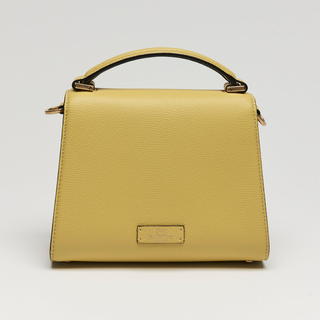 Valentino Cedar Yellow Grainy Calfskin Leather Mini Vsling Satchel