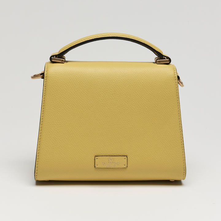 Valentino Cedar Yellow Grainy Calfskin Leather Mini Vsling Satchel