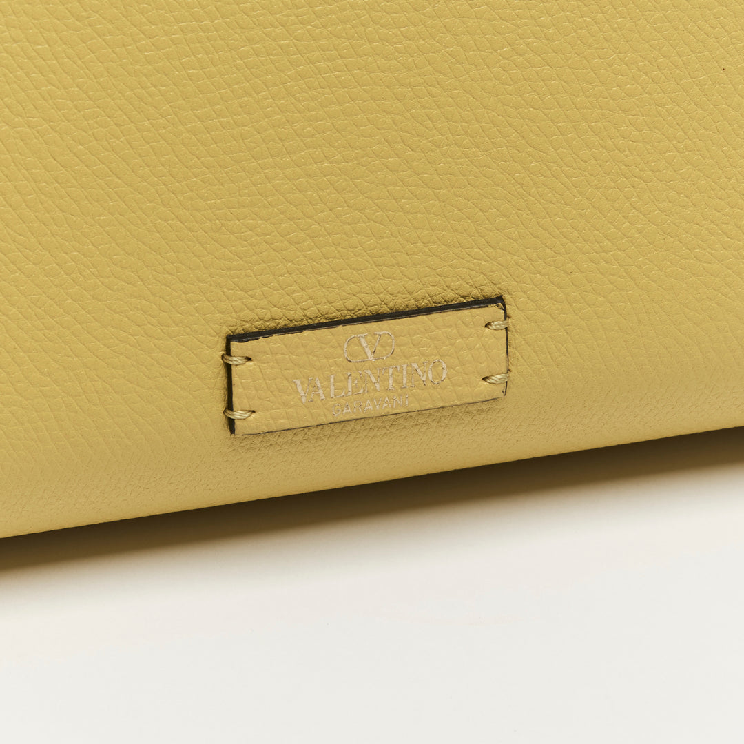 Valentino Cedar Yellow Grainy Calfskin Leather Mini Vsling Satchel