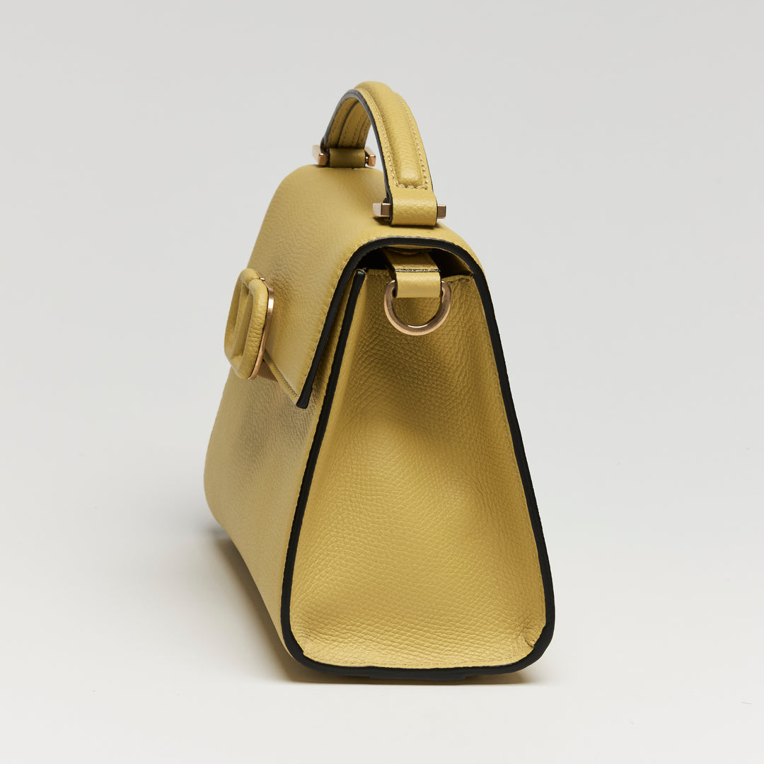 Valentino Cedar Yellow Grainy Calfskin Leather Mini Vsling Satchel