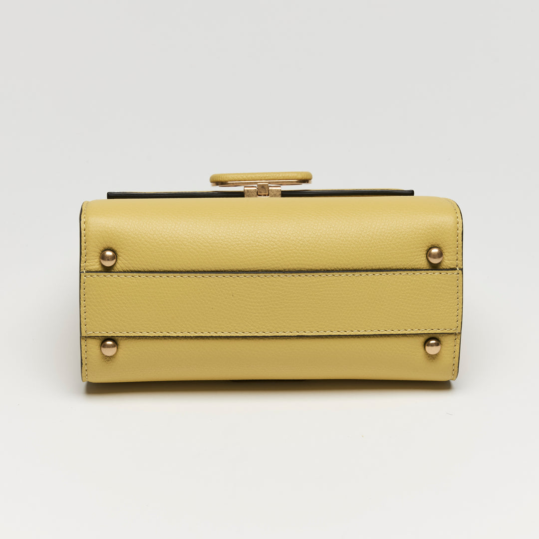Valentino Cedar Yellow Grainy Calfskin Leather Mini Vsling Satchel