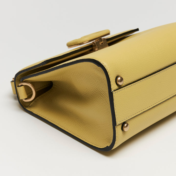 Valentino Cedar Yellow Grainy Calfskin Leather Mini Vsling Satchel