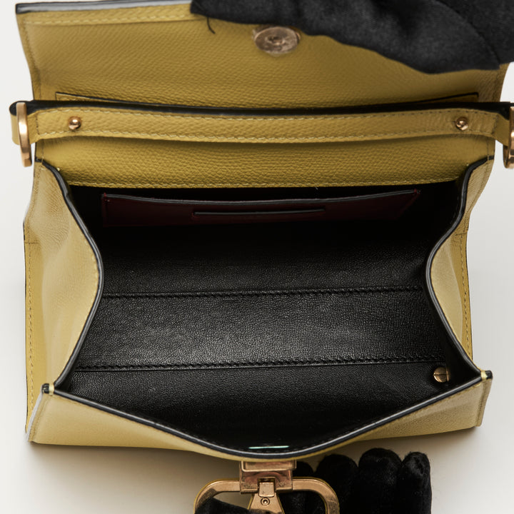 Valentino Cedar Yellow Grainy Calfskin Leather Mini Vsling Satchel