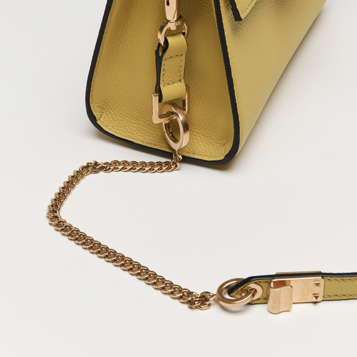 Valentino Cedar Yellow Grainy Calfskin Leather Mini Vsling Satchel