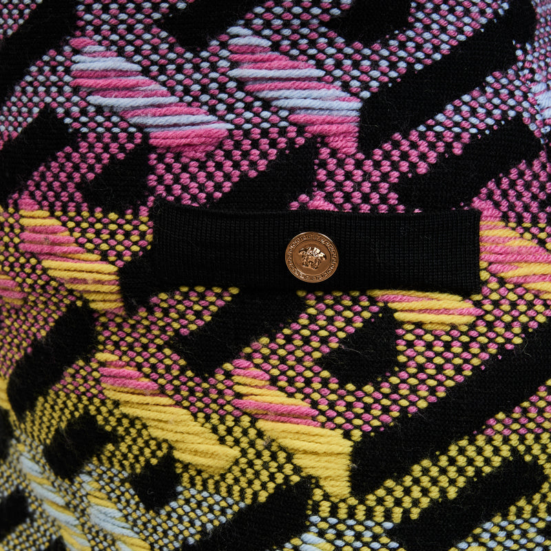 Versace Black Multicolor Wool Knit Skirt Size 40