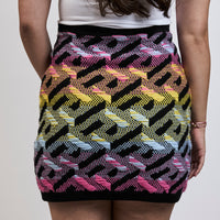 Versace Black Multicolor Wool Knit Skirt Size 40