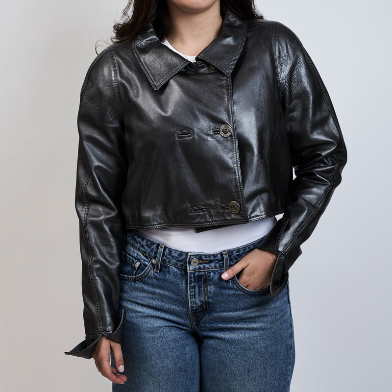 Versace Grey Leather Jacket Size 40