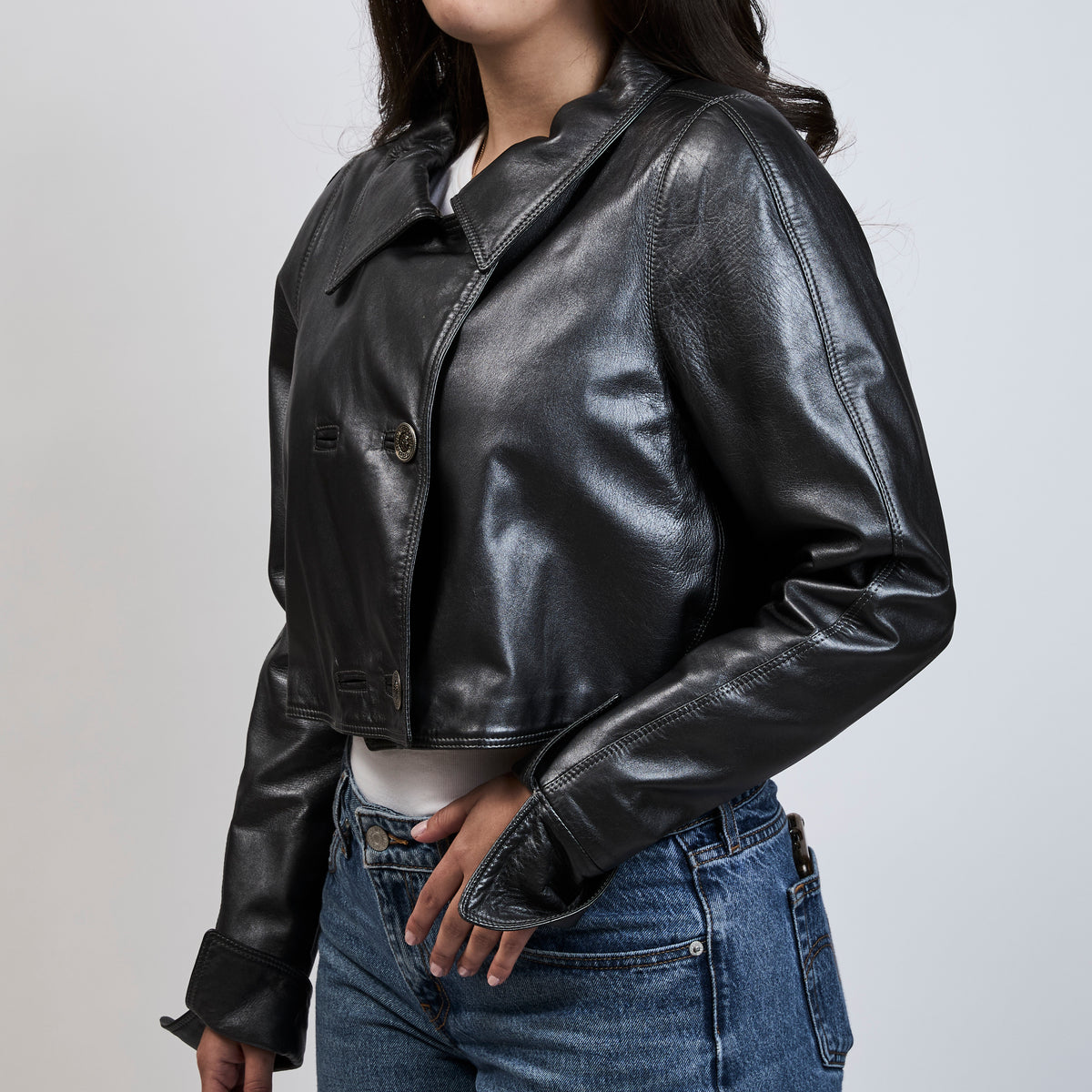 Versace Grey Leather Jacket Size 40
