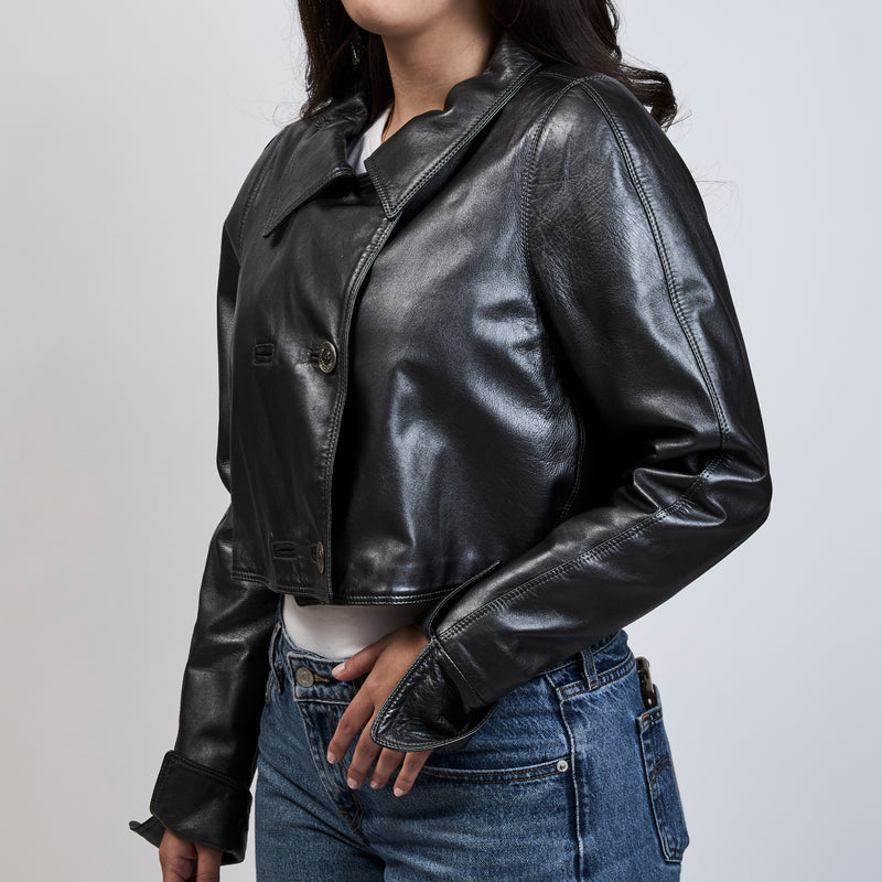 Versace Grey Leather Jacket Size 40