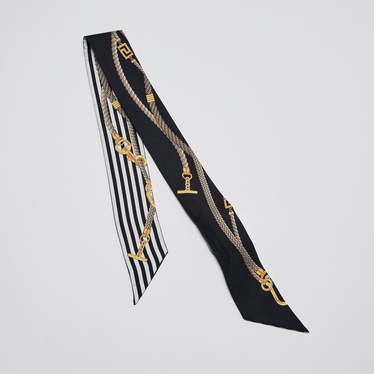 Versace Navy Silk Greca Nautical Scarf