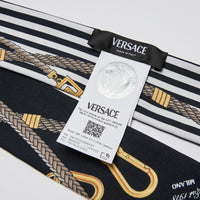 Versace Navy Silk Greca Nautical Scarf