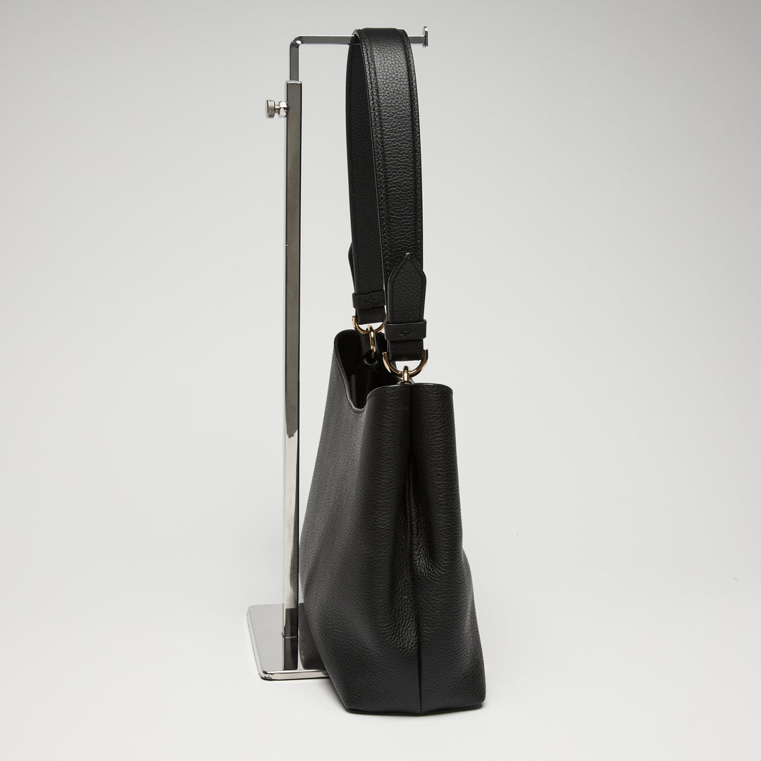 Versace Black Calf Leather Virtus Shoulder Bag