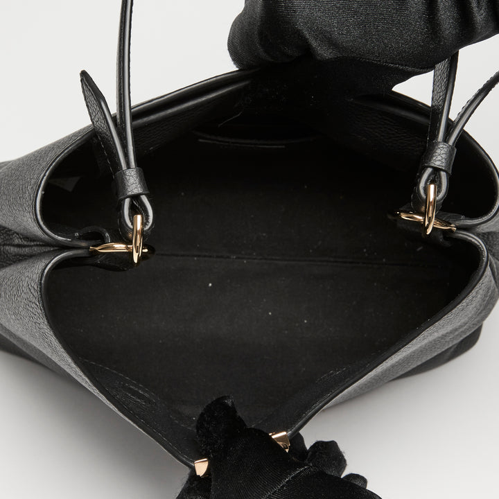 Versace Black Calf Leather Virtus Shoulder Bag