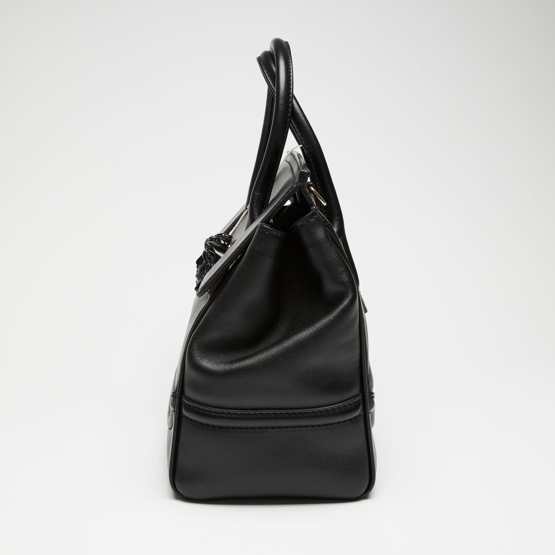 Versace Black Grained Leather Palazzo Empire Handbag