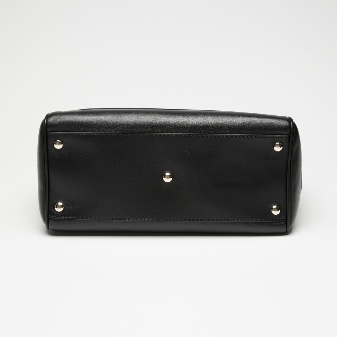 Versace Black Grained Leather Palazzo Empire Handbag