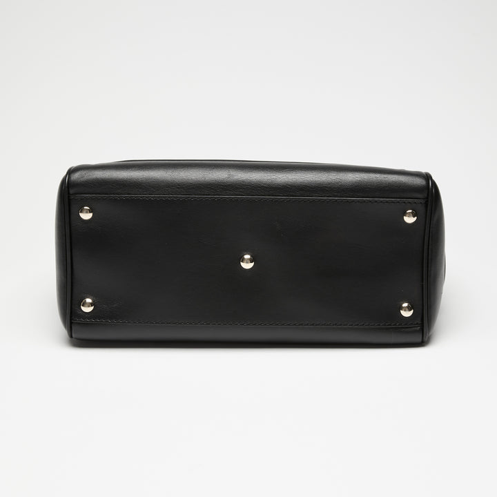 Versace Black Grained Leather Palazzo Empire Handbag