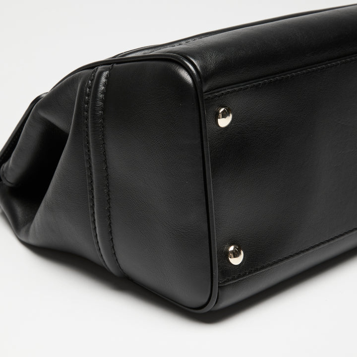 Versace Black Grained Leather Palazzo Empire Handbag