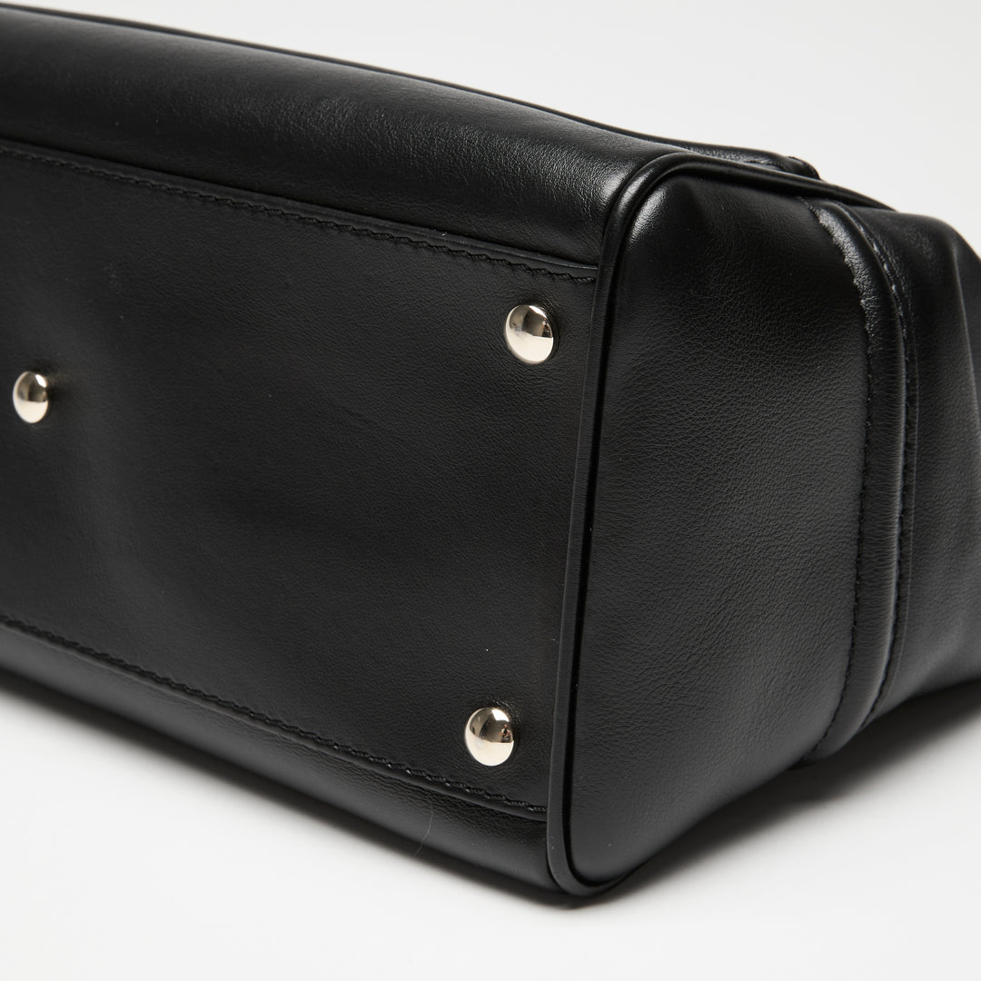 Versace Black Grained Leather Palazzo Empire Handbag
