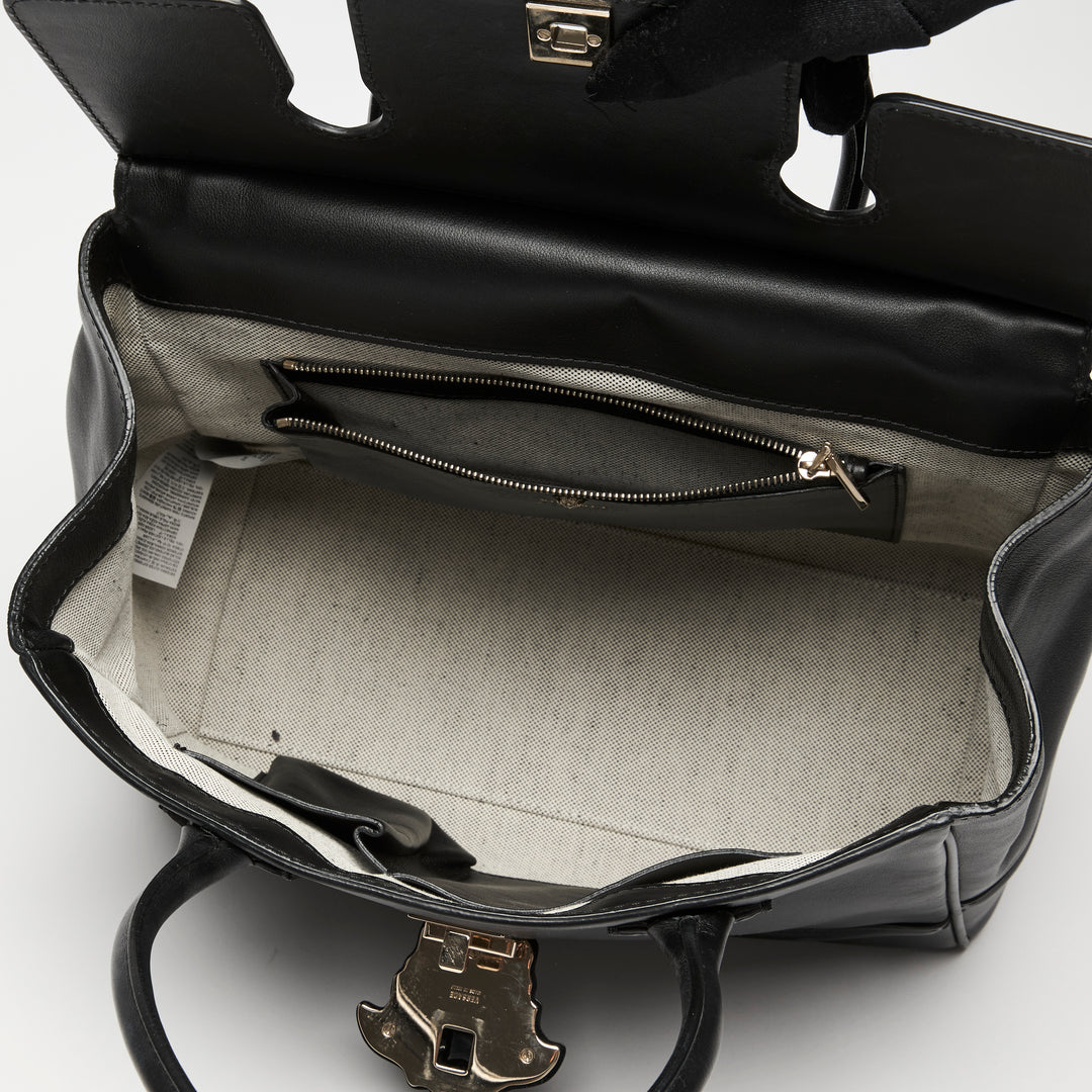 Versace Black Grained Leather Palazzo Empire Handbag